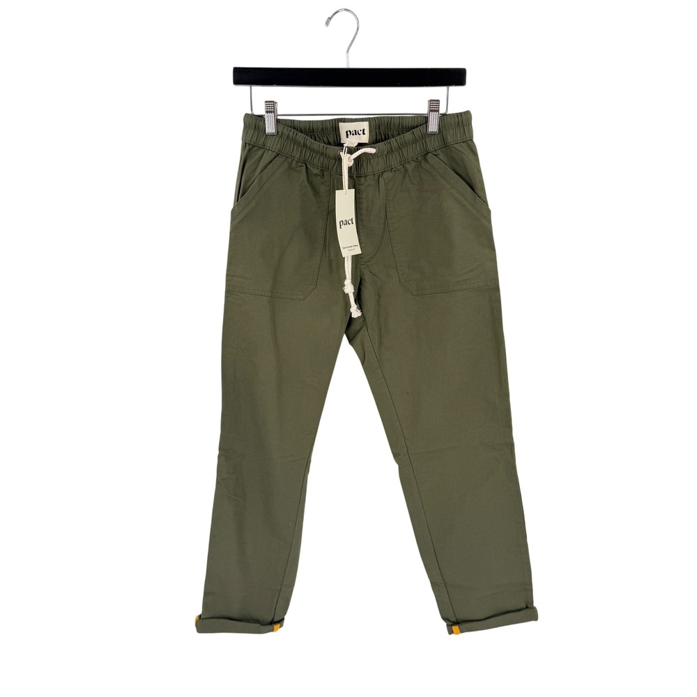 Pact Organic NWT Cotton Drawstring Pants Army Green Small Sustainable Utility